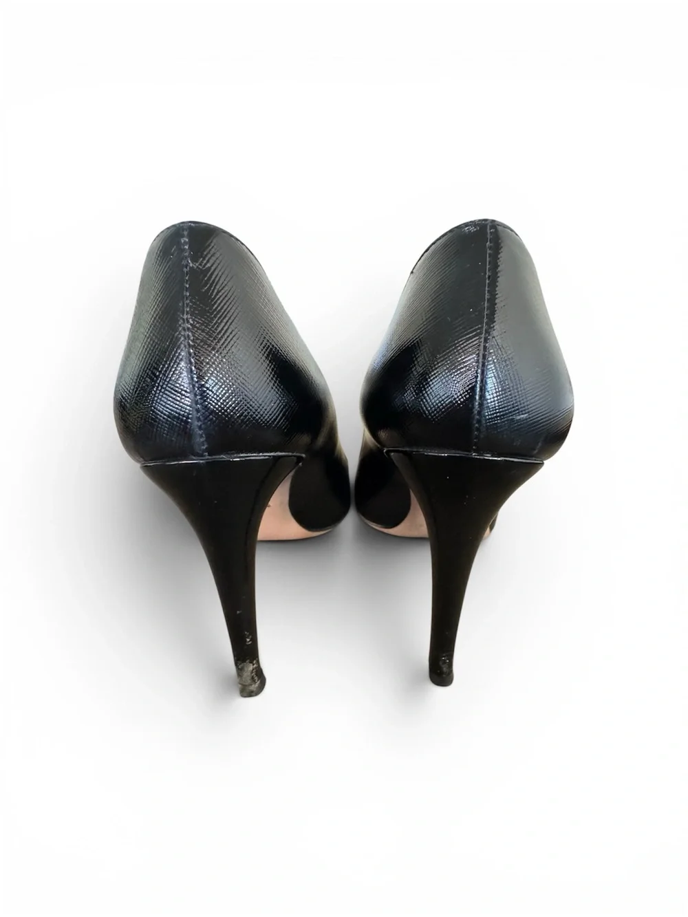 Prada Black Patent Leather Rounded Toe Pumps - Picture 7 of 11